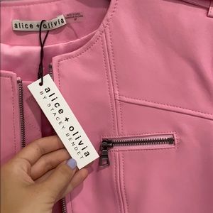 alice and olivia pink leather jacket